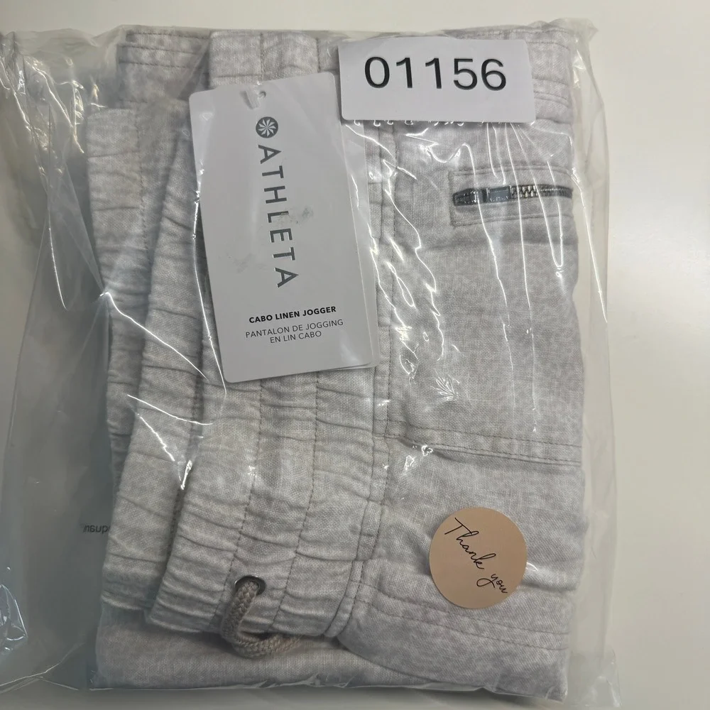 ATHLETA Cabo Linen Joggers Womens 16 Beige Animal Print Casual Lightweight Pants